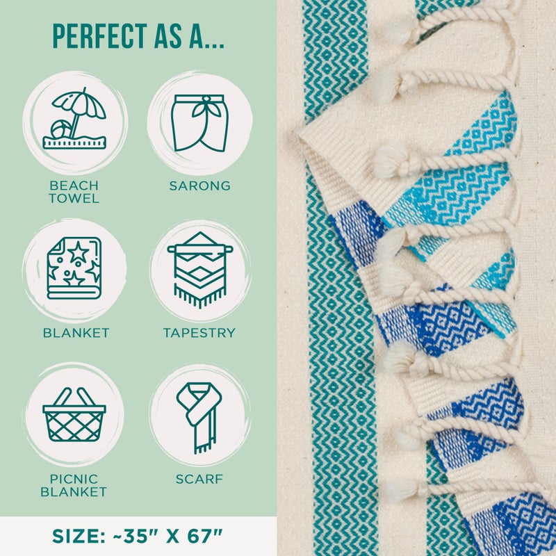 Sand Cloud Beach Towel - Sand Free - 100% Organic Turkish Cotton Yarn - Quick Dry Towel for Beach, Picnic, Blanket or Bath - As Seen on Shark Tank - Natu Green - Image 3